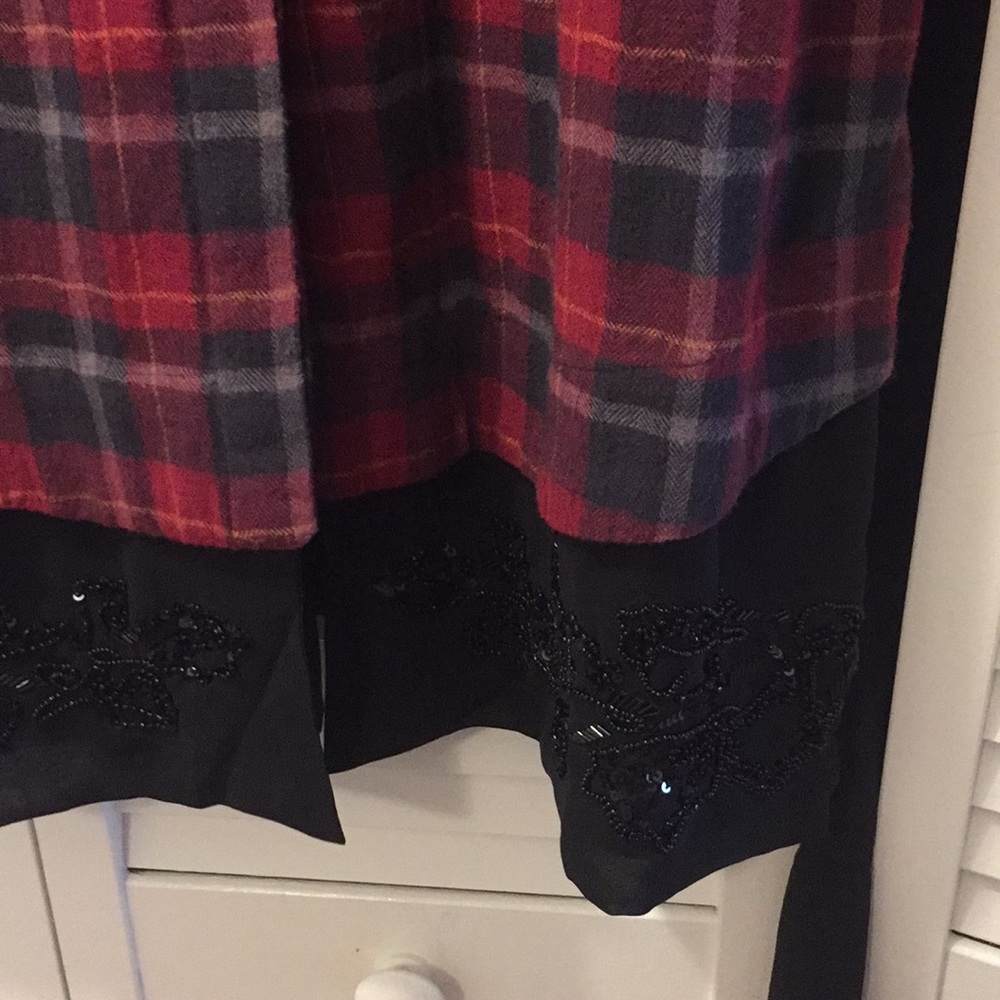 Long Plaid Button Down With Bling - image 4